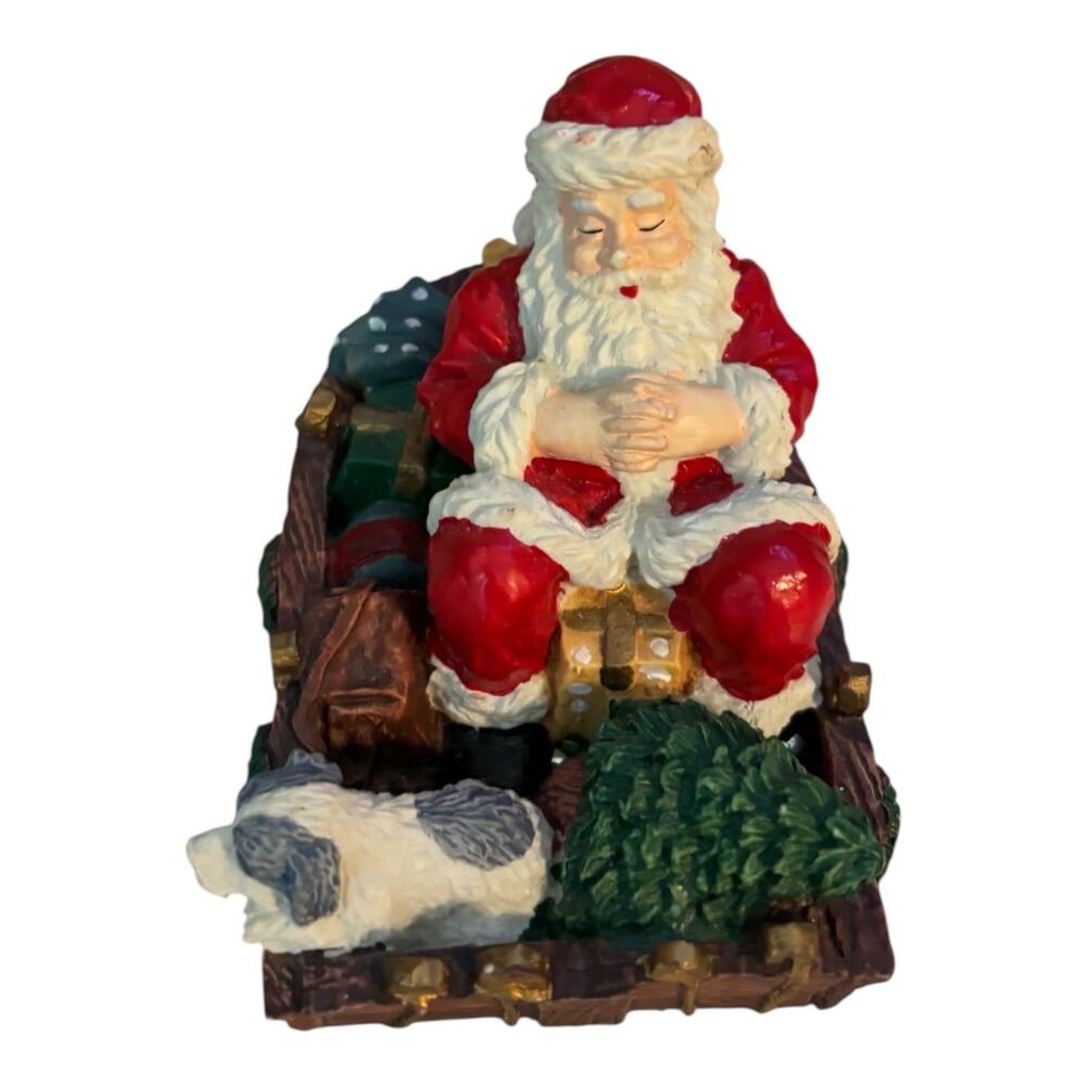 Santa Swamp Boat Figurine Dogs and Toys 2" x 4" x 2"